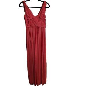 David's Bridal NWT  Style F15933 Guava Long Mesh Dress Cowl Back Detail Size 4